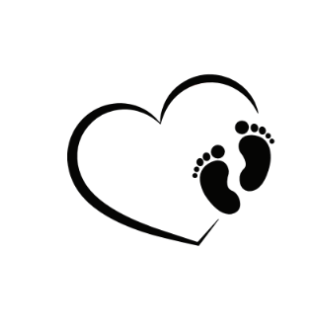 Heart outline with baby footprints inside